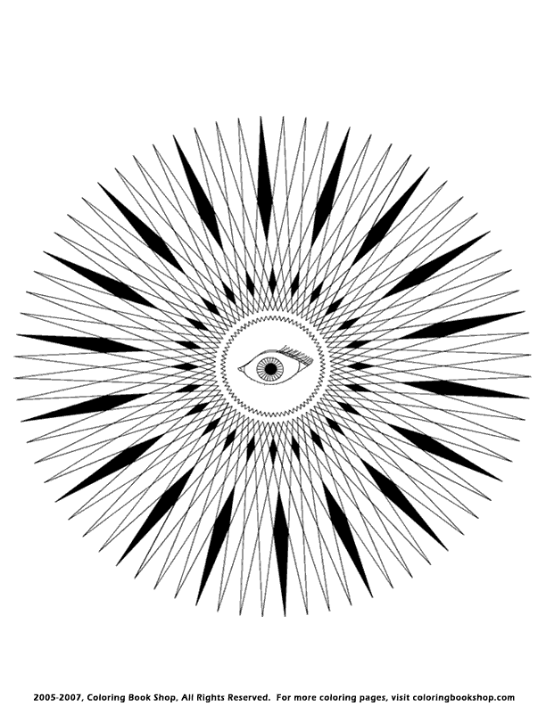 Evil Eye mandala abstract free printable coloring page