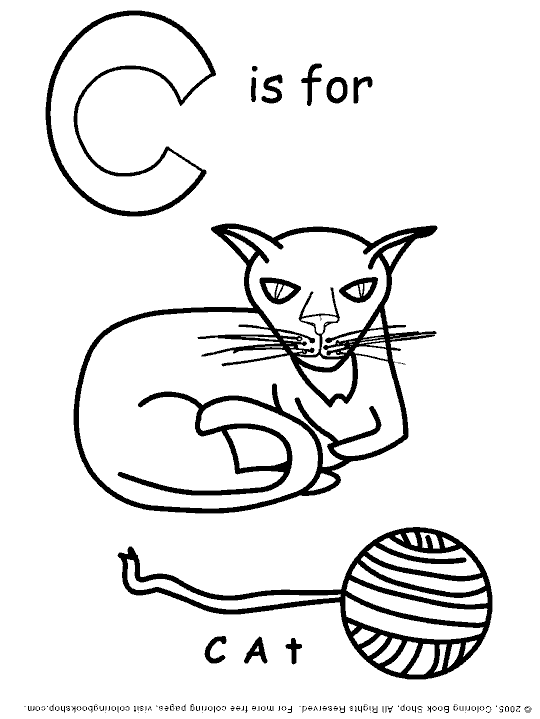 learning Abcs coloring page, C is Cat, coloring page