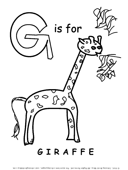 Giraffe coloring page, learn abcs coloring page