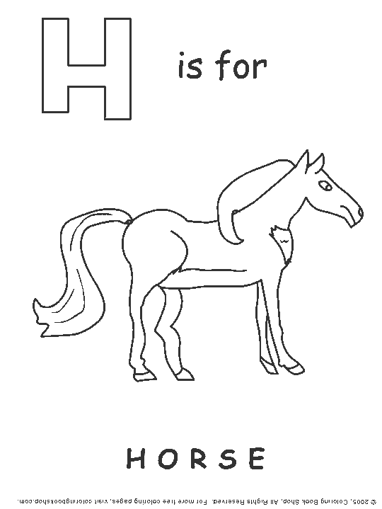 horse coloring page, learn abcs coloring page