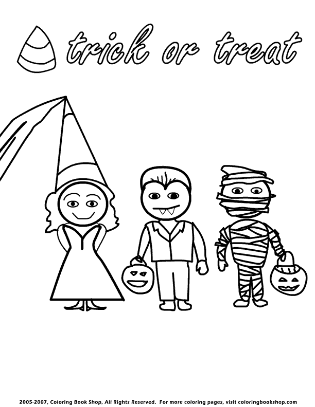 trick or treat coloring page, printable