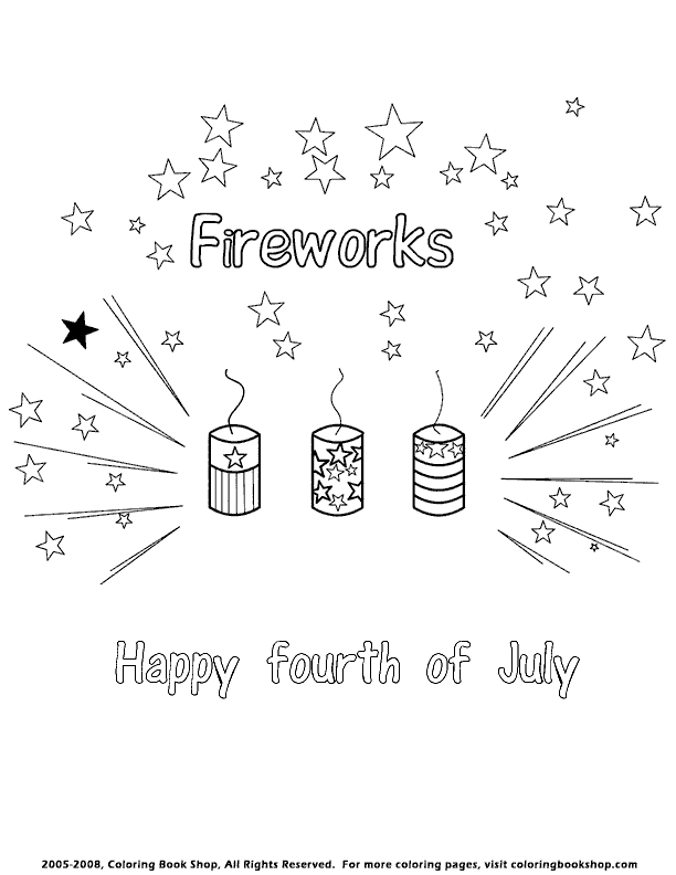 Fireworks printable coloring page, fourth of july, independence day