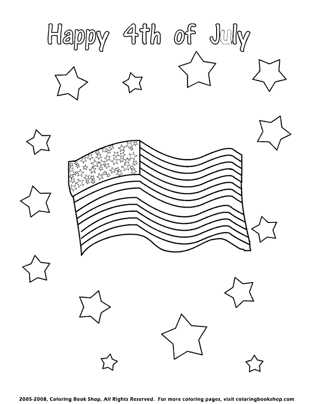 Flag printable coloring  page, fourth of july