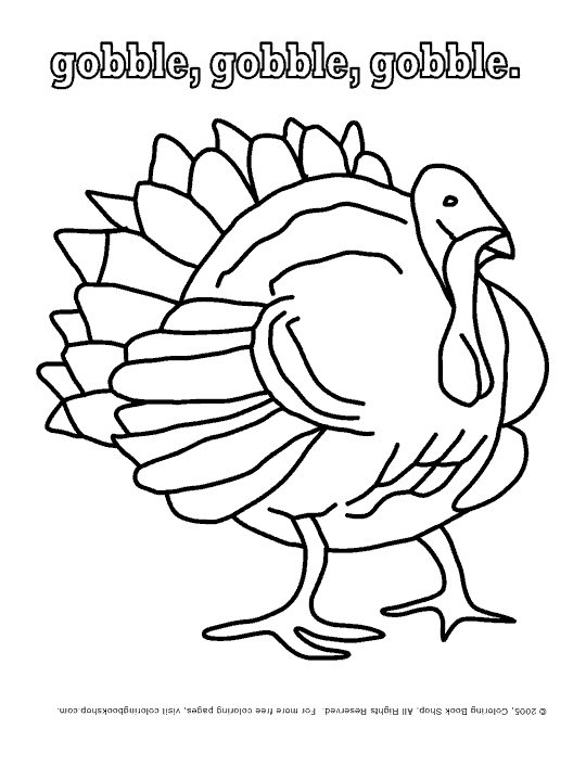 gobble, gobble turkey, gobble coloring page, turkey coloring page
