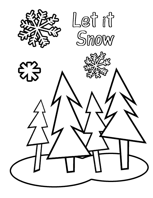 trees and snow winter  coloring page